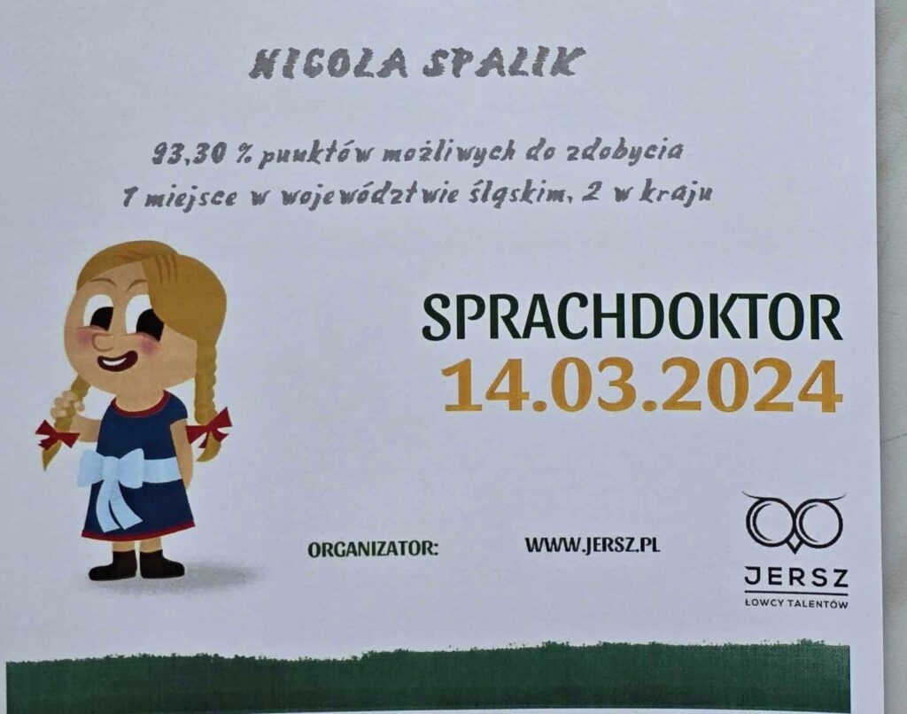 Nicola Spalik Laureatką ogólnopolskiego konkursu SPRACHDOKTOR